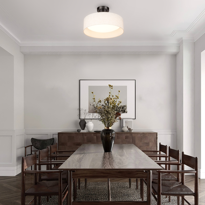 Hamilyeah 12" LED Semi Flush Mount Ceiling Light Dimmable with Fabric Shade