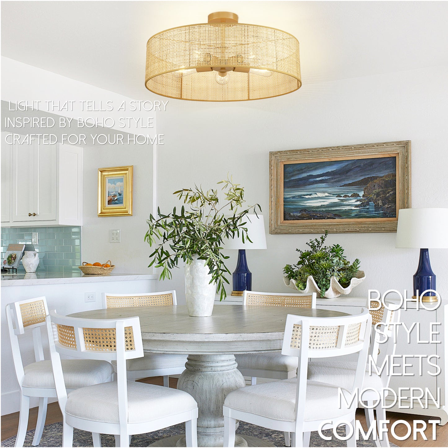 Loofcraft 24 inch Semi Flush Mount Ceiling Light