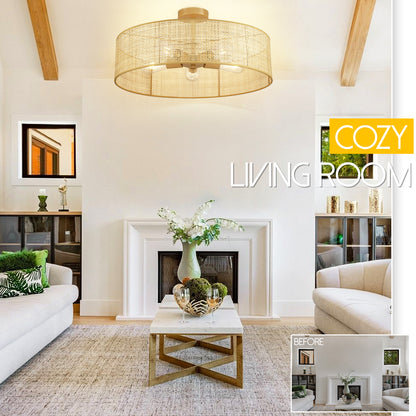 Loofcraft 24 inch Semi Flush Mount Ceiling Light