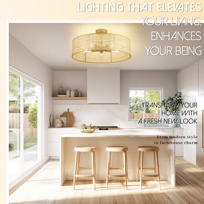 Loofcraft 24 inch Semi Flush Mount Ceiling Light
