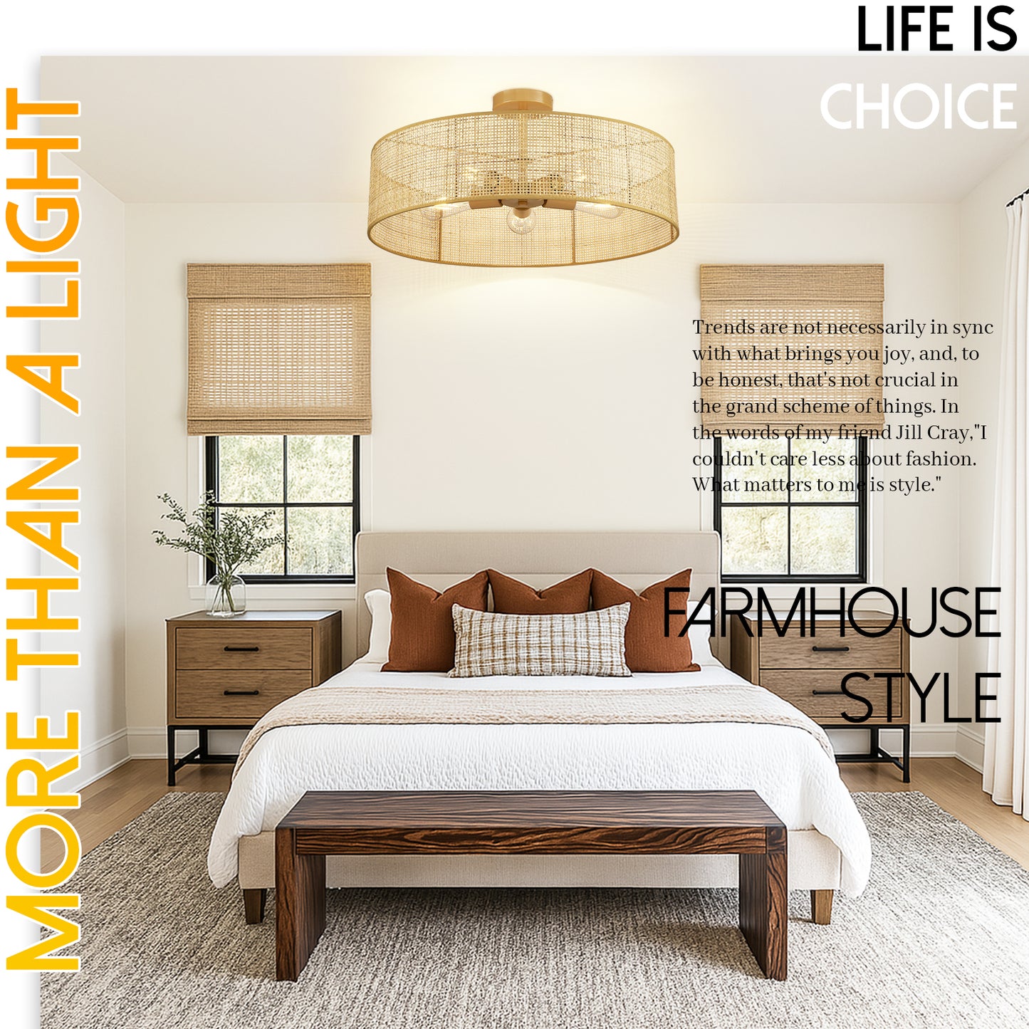 Loofcraft 24 inch Semi Flush Mount Ceiling Light