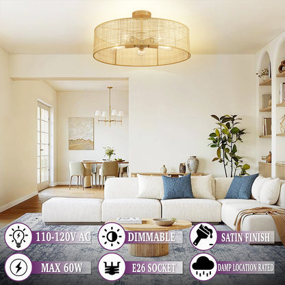 Loofcraft 24 inch Semi Flush Mount Ceiling Light