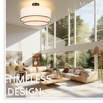 Aeris 20 inch Semi Flush Mount Ceiling Light with Fabric Shade