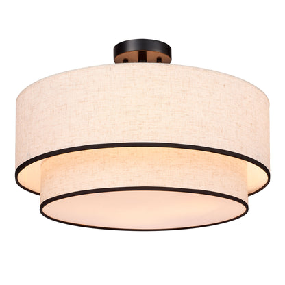 Aeris 20 inch Semi Flush Mount Ceiling Light with Fabric Shade