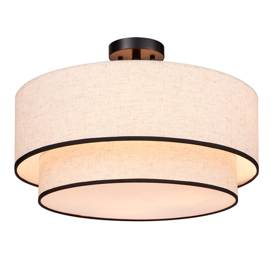 Aeris 20 inch Semi Flush Mount Ceiling Light with Fabric Shade
