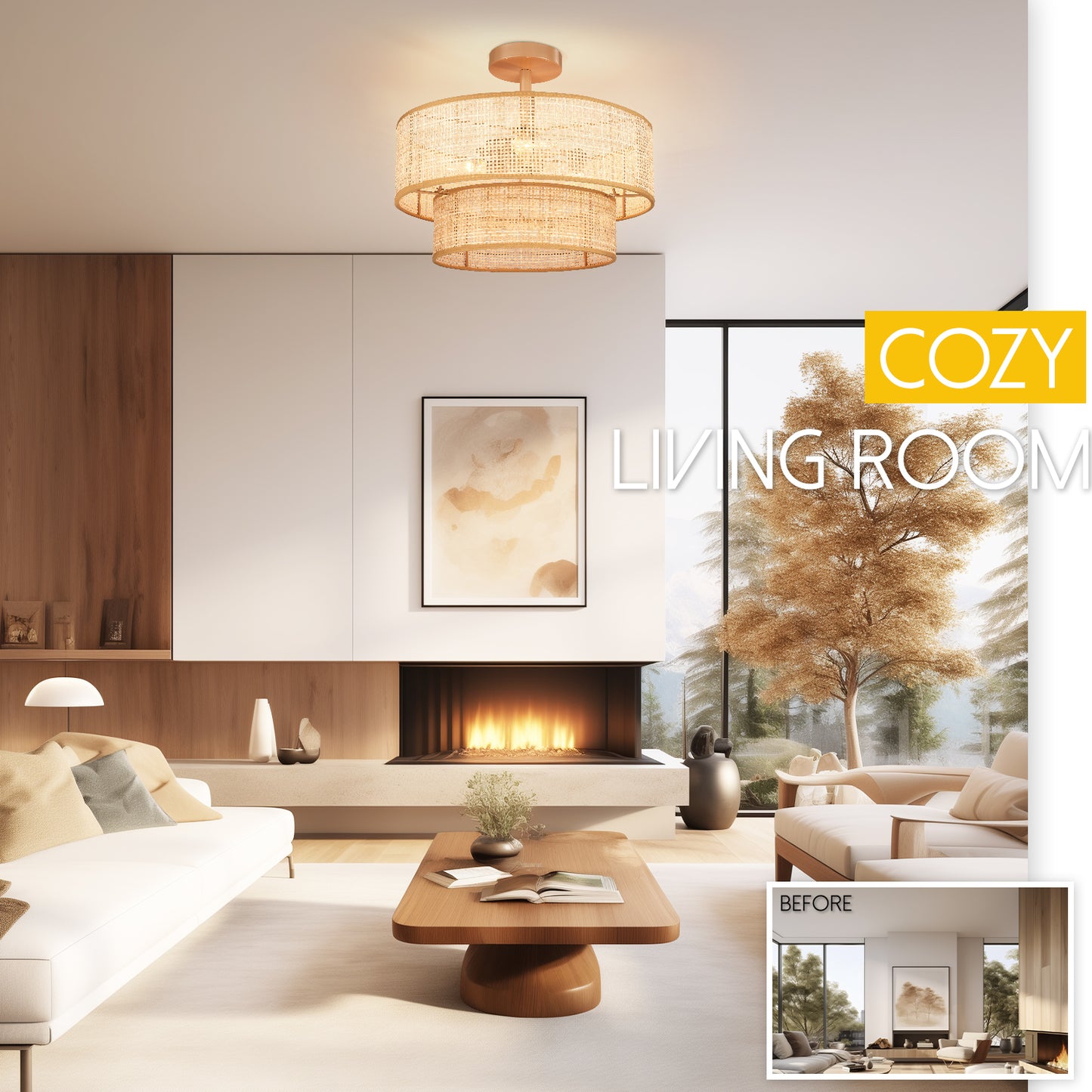 Loofcraft 16 inch Two Tier Ceiling Light Fixture