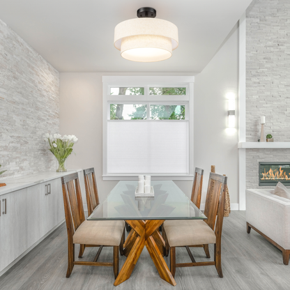 Aeris 15inch LED Semi Flush Mount Ceiling Light with Double Layer Fabric Shade