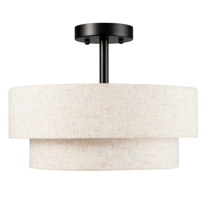 Aeris 15inch LED Semi Flush Mount Ceiling Light with Double Layer Fabric Shade