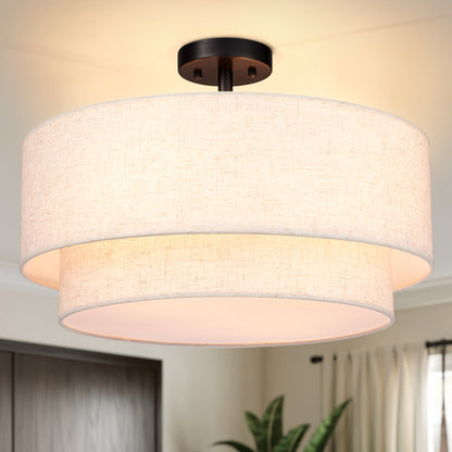 Aeris 20 Inch Fabric Semi Flush Mount Ceiling Light