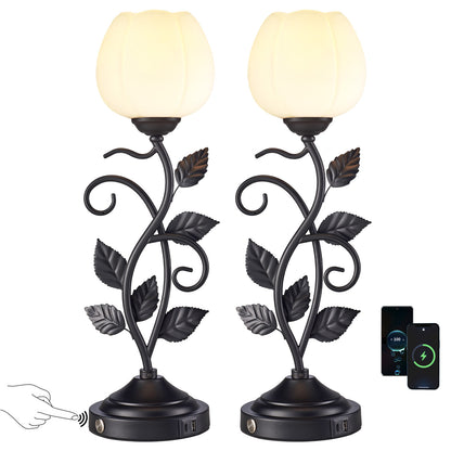 Cozyloom Black Vintage Table Lamp Set of 2 with USB