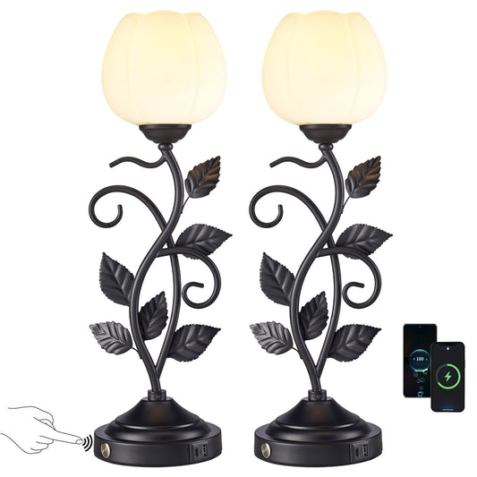 Cozyloom Black Vintage Table Lamp Set of 2 with USB