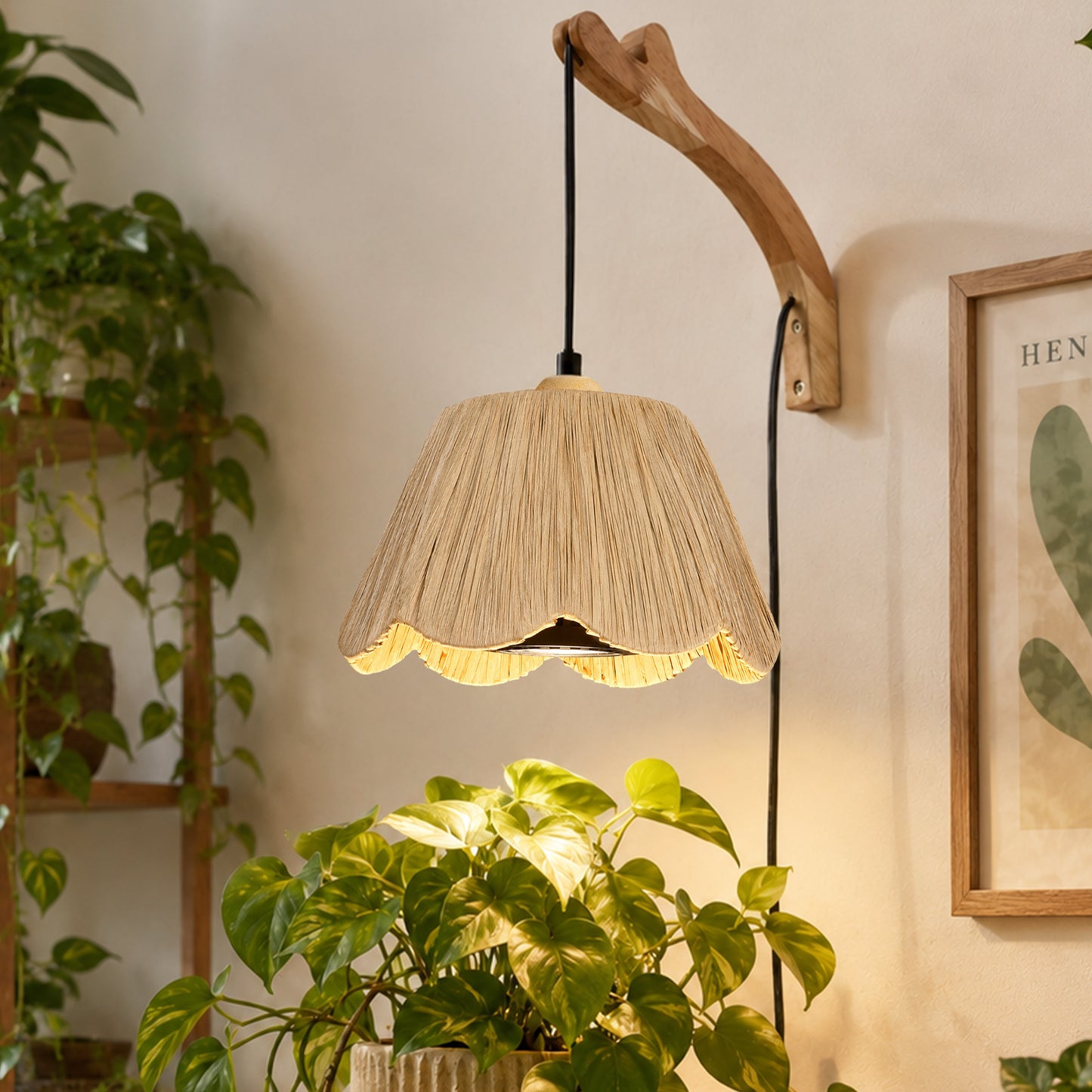 Aurelia Boho Hanging Grow Light Wall Sconce with 18W Bulb