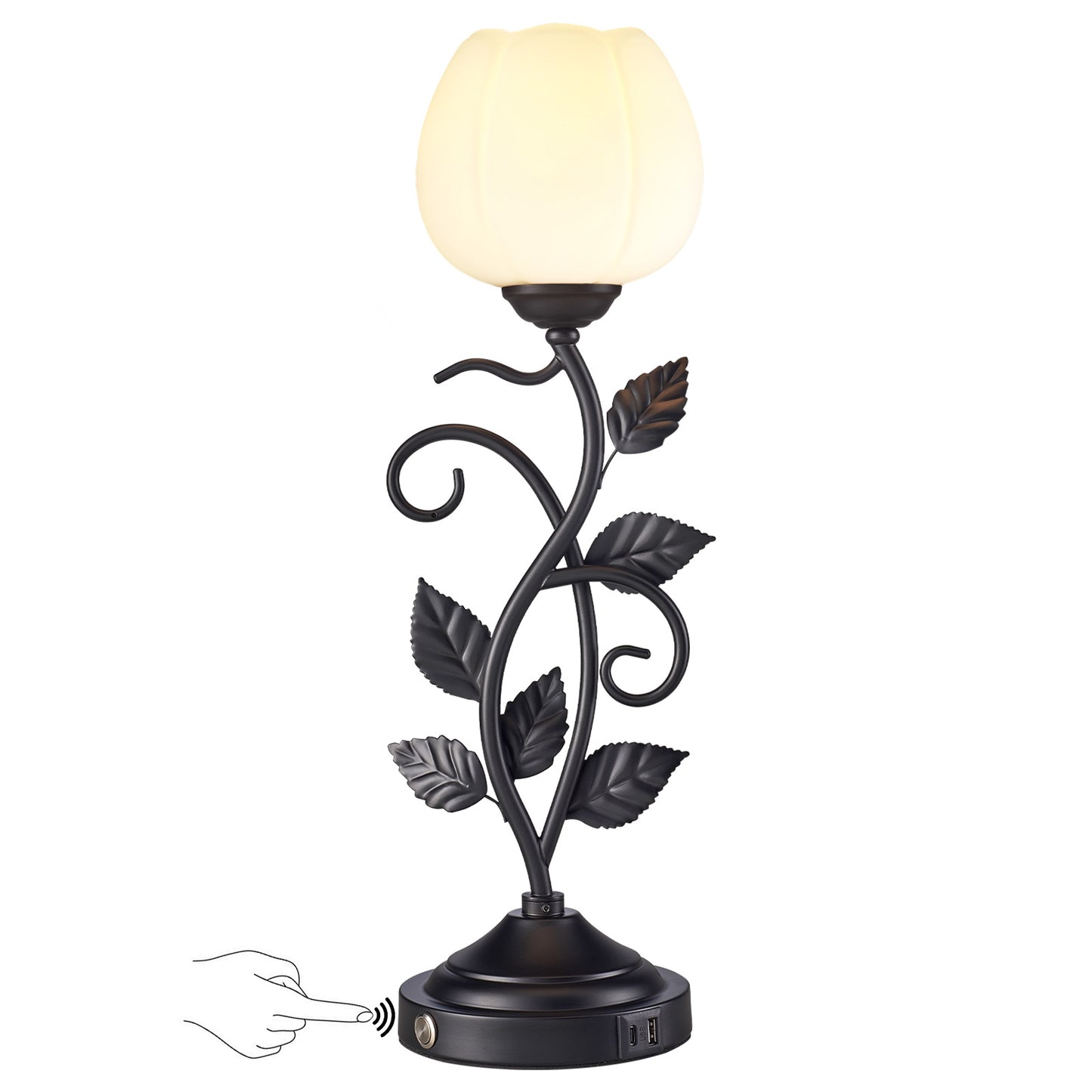 Cozyloom Black Vintage Table Lamp with USB