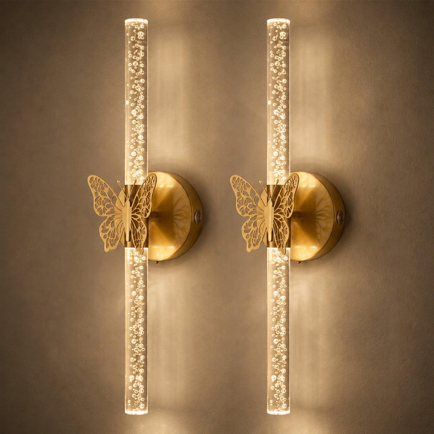 Aurelia Gold Butterfly Battery Operated Wall Sconces Set of 2