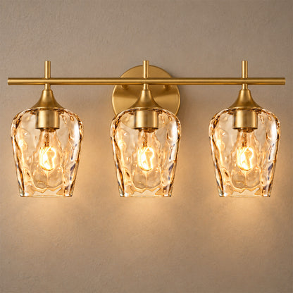 Aurelia 3-Light Gold Amber Hammered Glass Bathroom Vanity Light