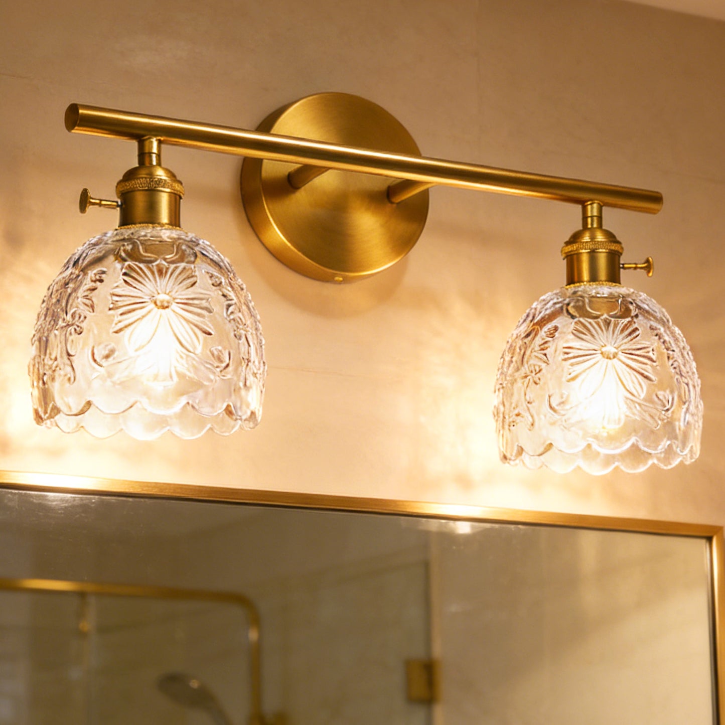 Aurelia 2-Light Floral Glass Vanity Light