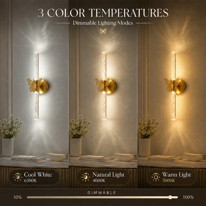 Aurelia Gold Butterfly Battery Operated Wall Sconces Set of 2