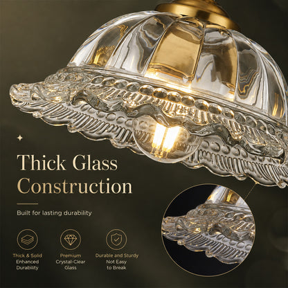 Aurelia Gold Vintage Bathroom Vanity Light, Clear Floral Glass, 2-Light