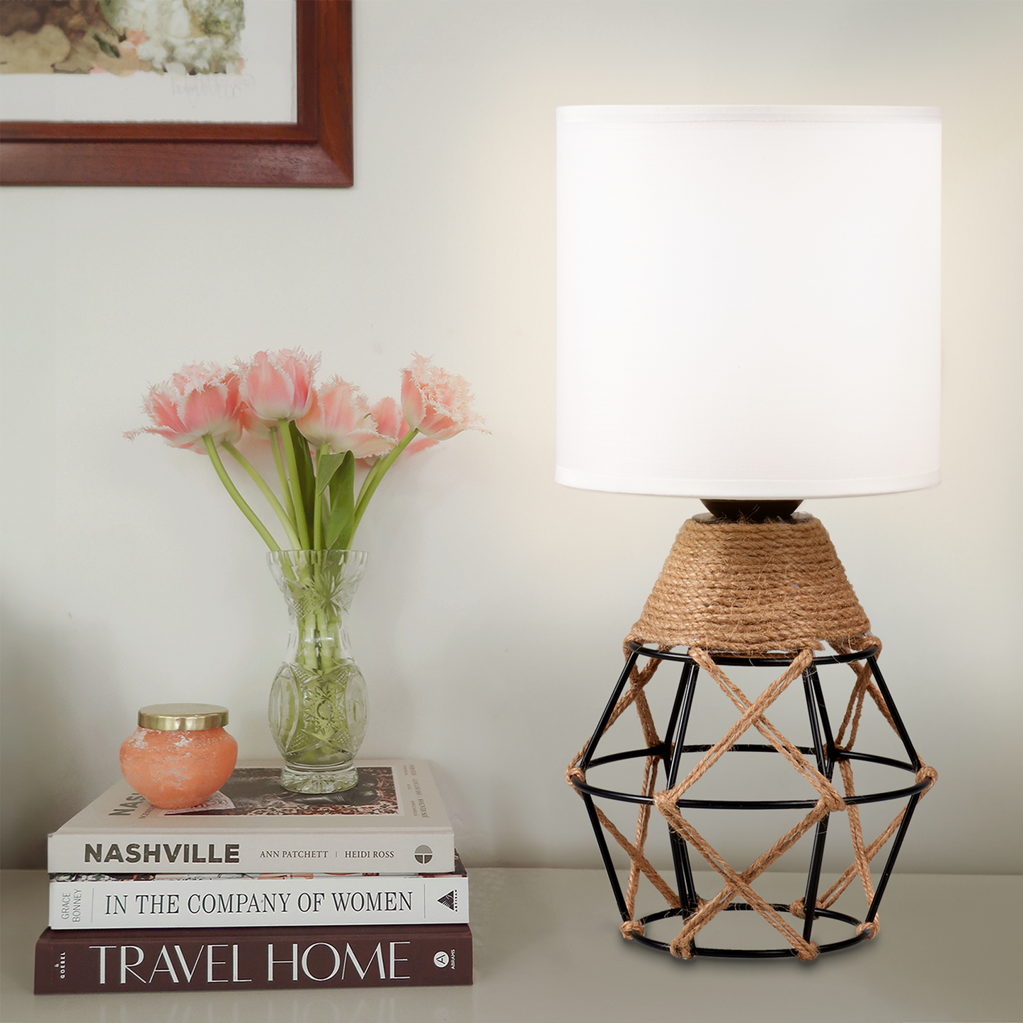 Cozyloom Woven Bedside Lamps for Nightstand with On/Off Switch