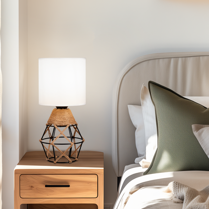 Cozyloom Woven Bedside Lamps for Nightstand with On/Off Switch