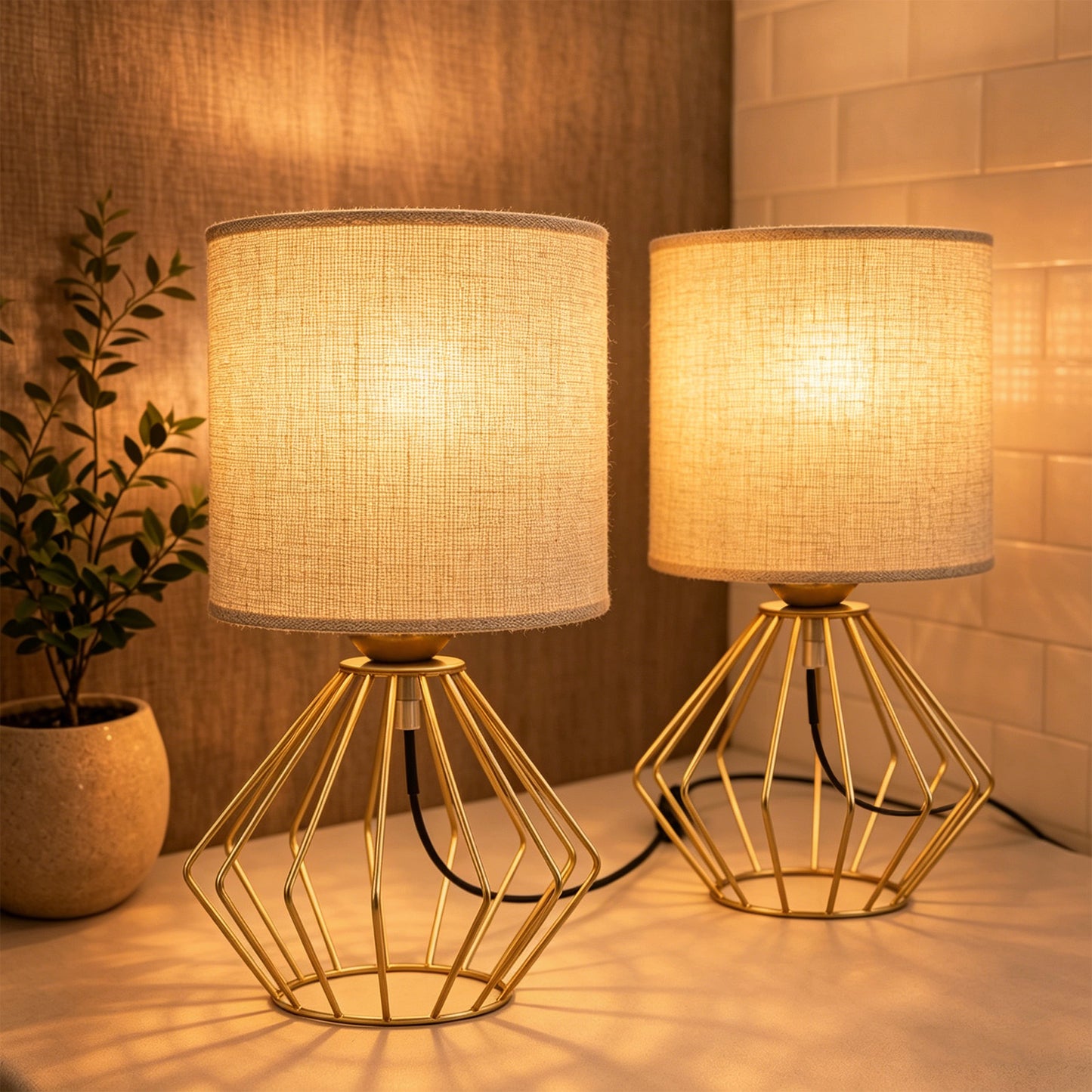 Cozyloom Gold Table Lamp Set of 2 for Bedroom, Nightstand, Living Room