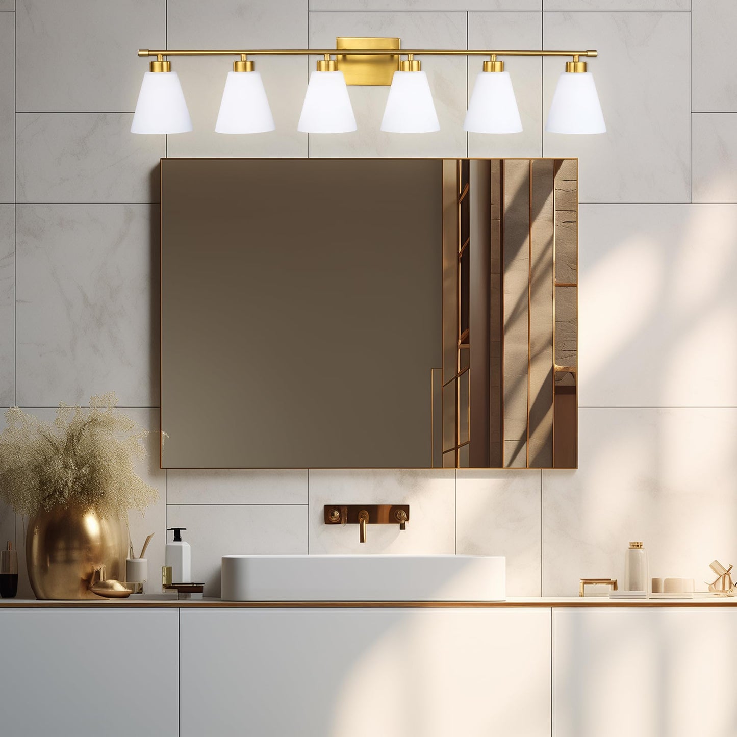 Aurelux Vanity Light with Frosted Glass Shades
