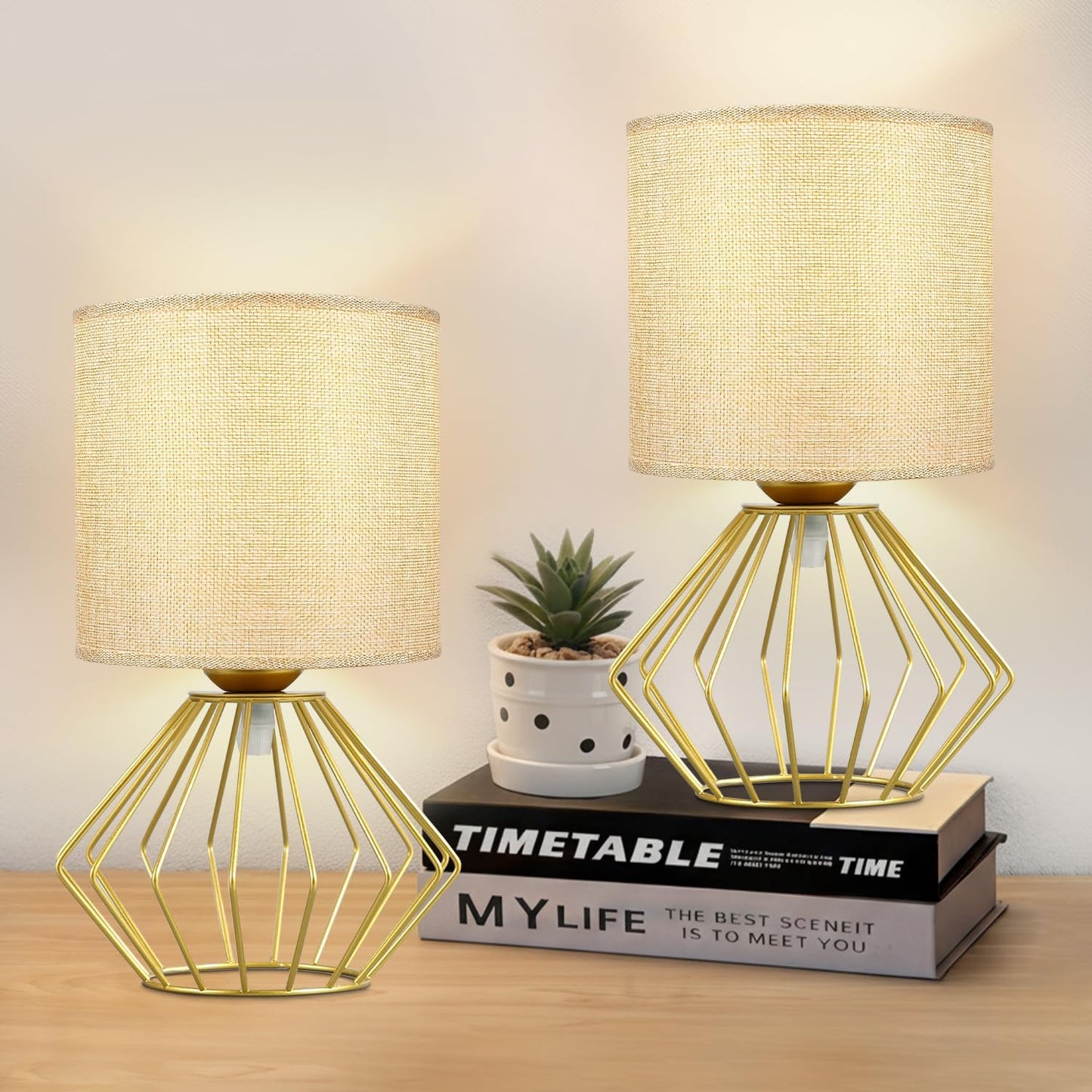 Cozyloom Gold Table Lamp Set of 2 for Bedroom, Nightstand, Living Room