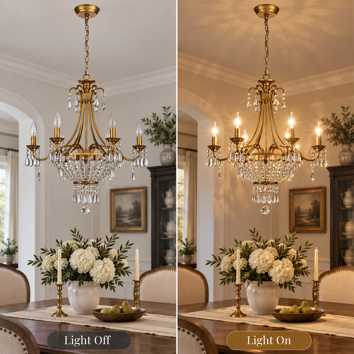 Aetheria 24.6-Inch Gold Crystal 6-Light Chandelier