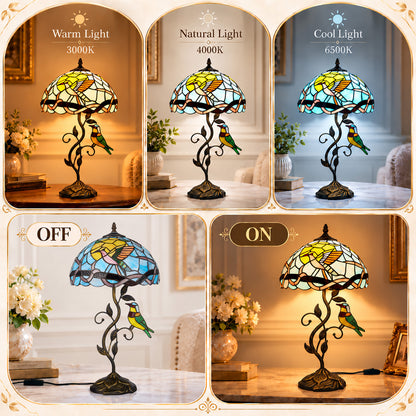 Cozyloom 21-Inch Tiffany Stained Glass Bird Table Lamp