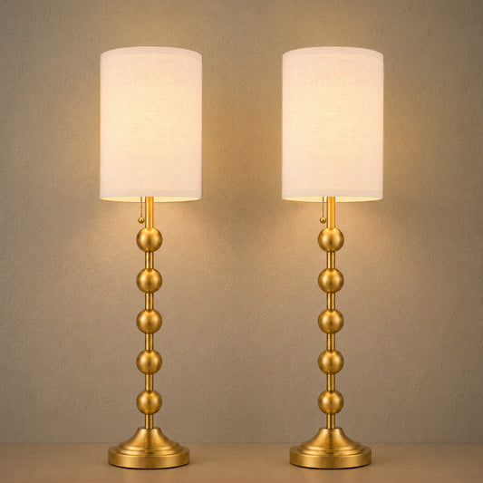 Cozyloom  30 Inch Tall Buffet Gold Lamps Set of 2 for Console Table, Living Room