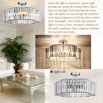 Aeris 20inch 4-Light Crystal Semi Flush Mount Ceiling Light