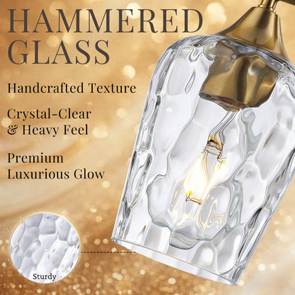 Aurelia 3-Light Gold Hammered Glass Vanity Light