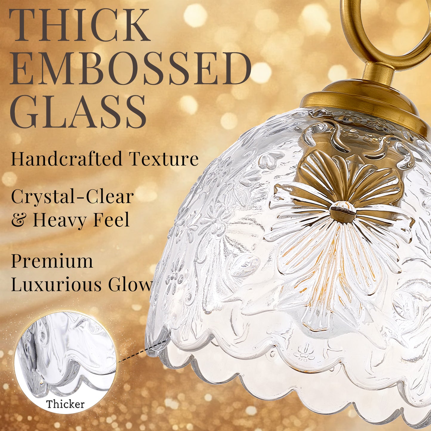 Aurelux Gold 3-Light Glass Floral Vanity Light  Fixture