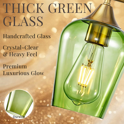 Aurelia 3-Light Gold Green Glass Vanity Light