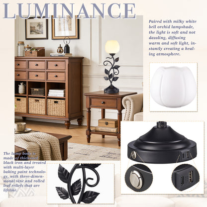 Cozyloom Black Vintage Table Lamp with USB