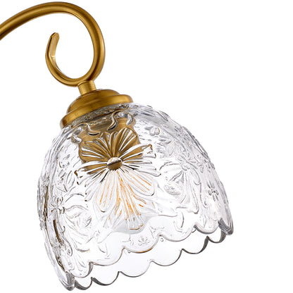 Aurelux Gold 2-Light Glass  Floral Vanity Light  Fixture