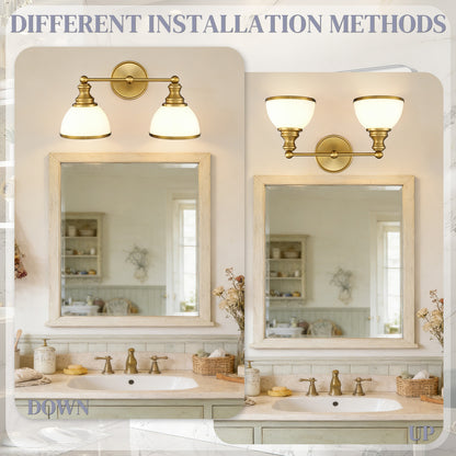 Aurelia 2-Light Gold Bathroom Vanity Light
