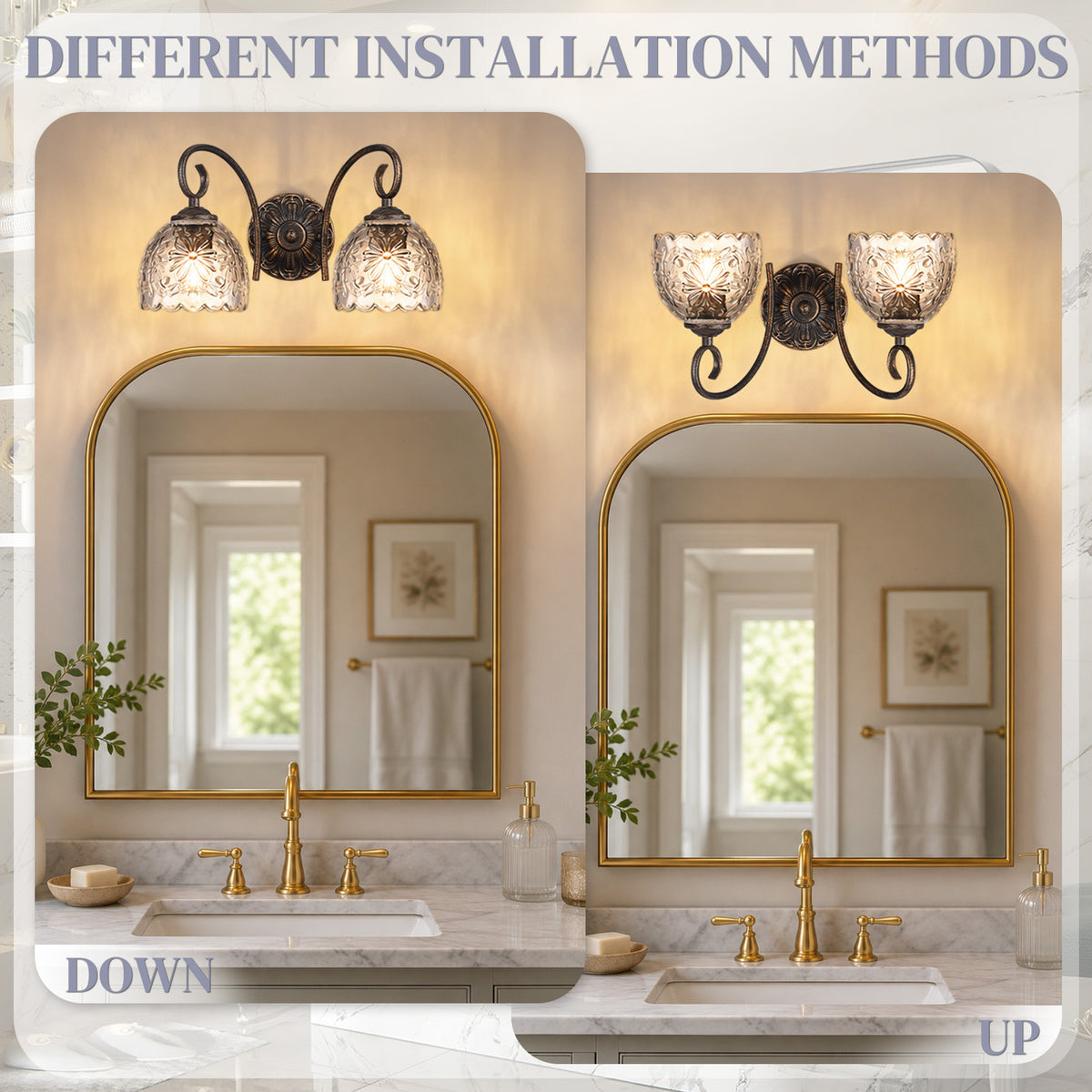 Aurelia 13-Inch Vintage Black 2-Light Bathroom Vanity Light