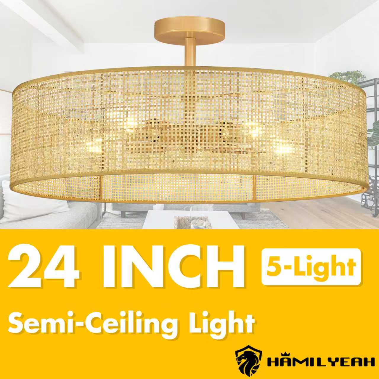 Loofcraft 24 inch Semi Flush Mount Ceiling Light