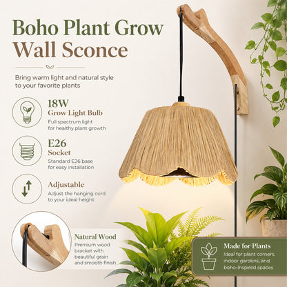 Aurelia Boho Hanging Grow Light Wall Sconce with 18W Bulb