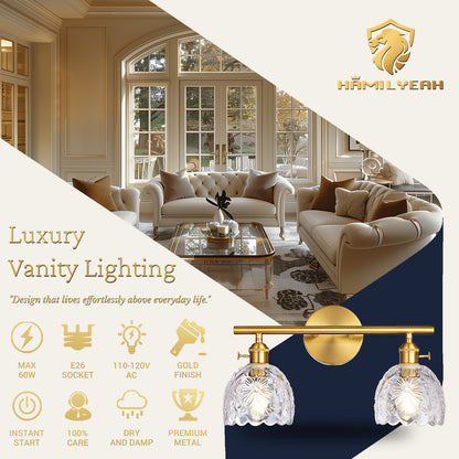 Aurelia 2-Light Floral Glass Vanity Light