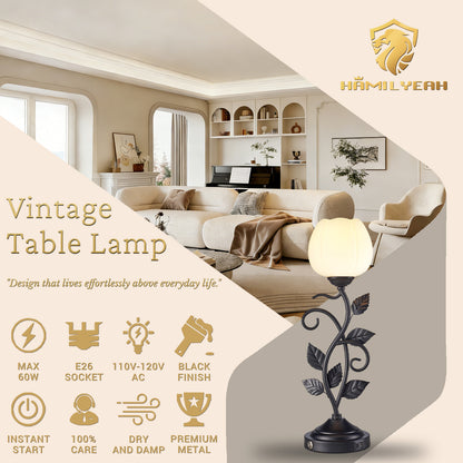 Cozyloom Black Vintage Table Lamp with USB