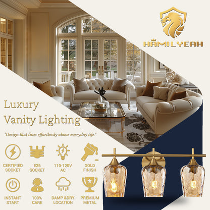 Aurelia 3-Light Brass Gold  Vanity Light