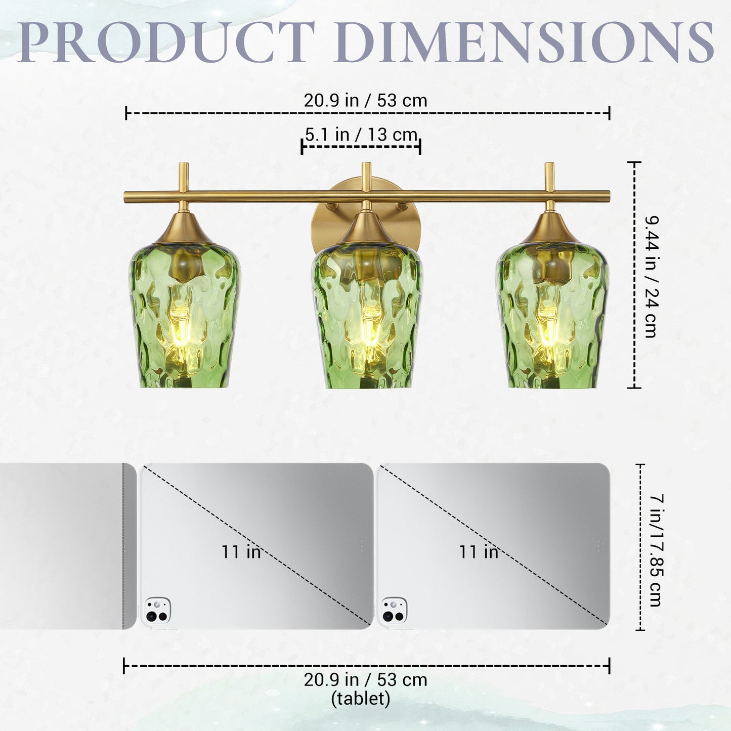 Aurelia 3-Light Gold Hammered Glass Bathroom Vanity Light