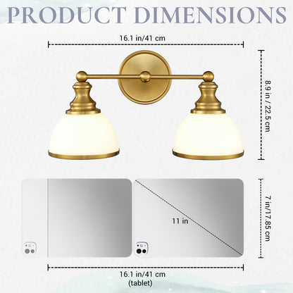 Aurelia 2-Light Gold Bathroom Vanity Light