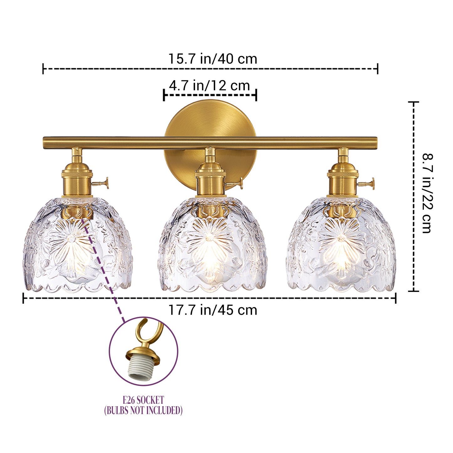 Aurelia 3-Light Floral Glass Vanity Light