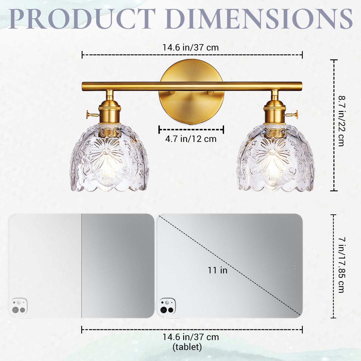 Aurelia 2-Light Floral Glass Vanity Light