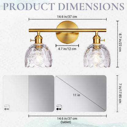 Aurelia 2-Light Floral Glass Vanity Light