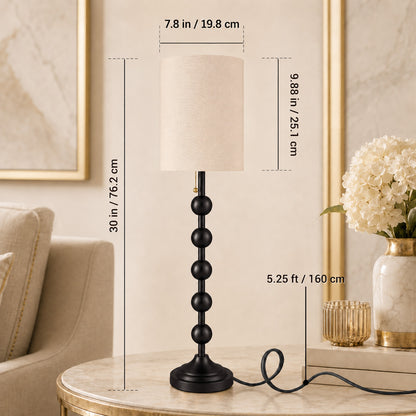 Aurelia  30 Inch Tall Buffet Black Table Lamps Set of 2 with Pull Chain