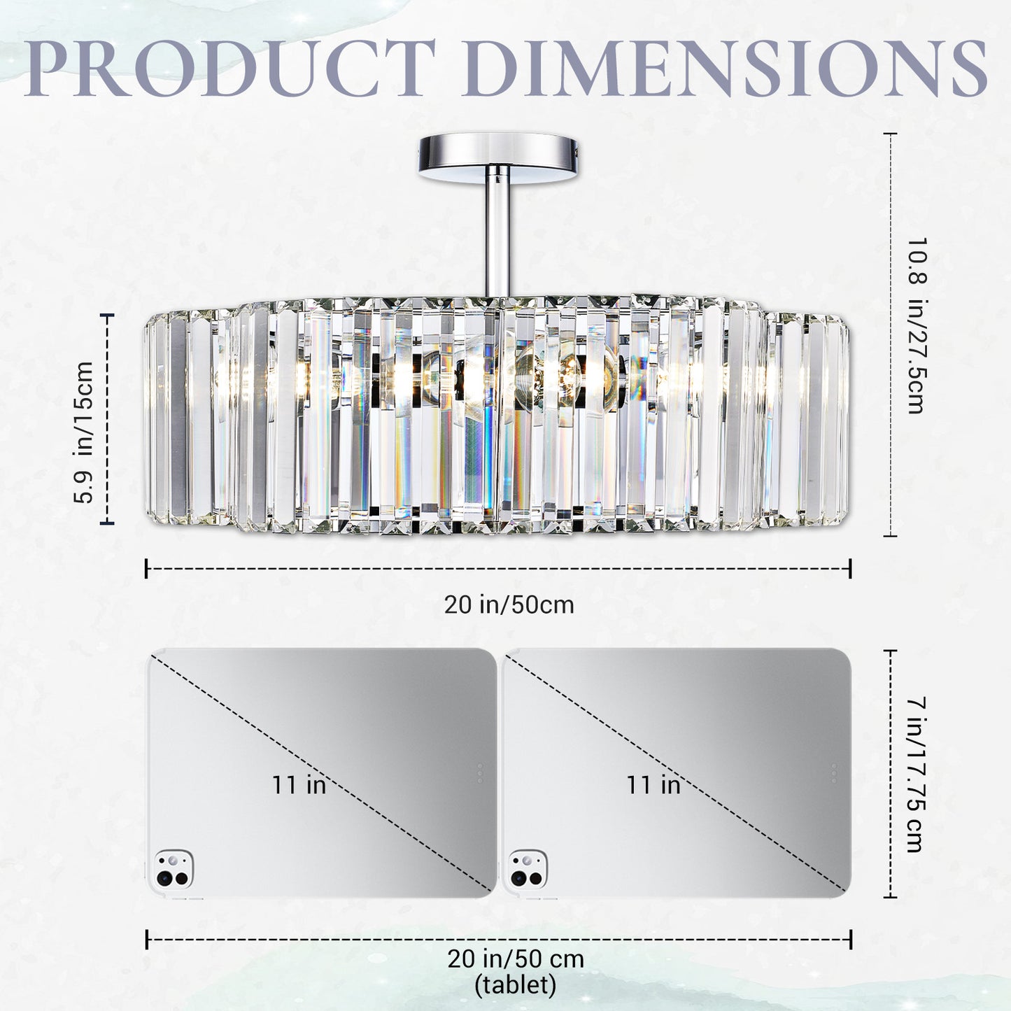 Aeris 20inch 4-Light Crystal Semi Flush Mount Ceiling Light